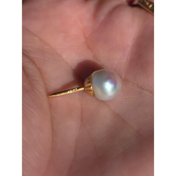 18K Gold & Pearl Tie Tack Pin Comes with Closure - Picture 6 of 6